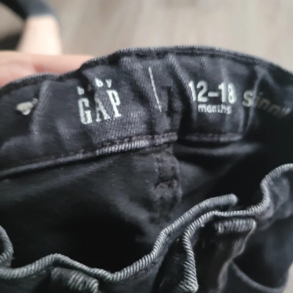 Baby Gap Unisex Jeans 12-18M Black Skinny Stretch Denim Classic Casual